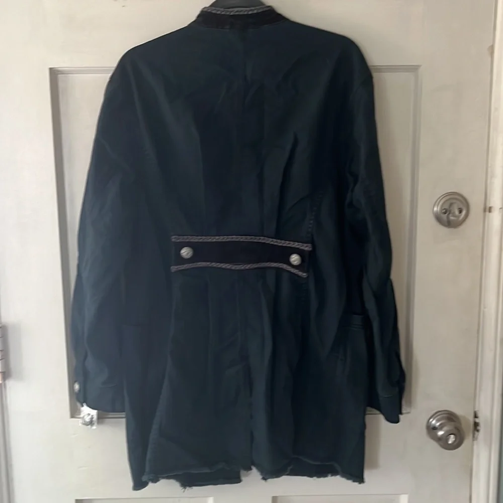 Free People Black Denim Military Jacket size M - Picture 3 of 8
